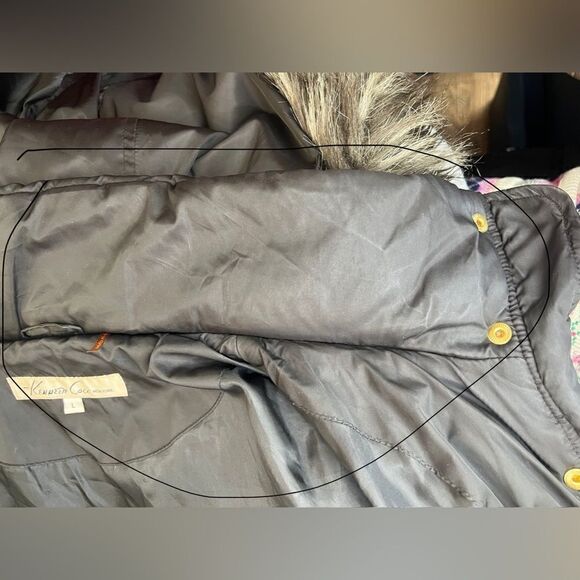 Kenneth Cole New York Black Down Insulated Full Zip Hooded Fur Puffer Coat Large - Picture 13 of 16